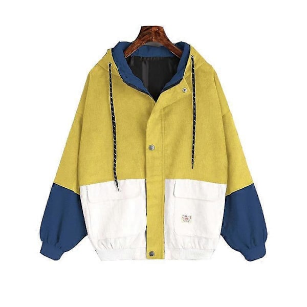 Märkes Dam Huvförsedd Manchesterjacka Patchwork Höst Streetwear Ytterkläder Kappa Vindjacka LGL blue L