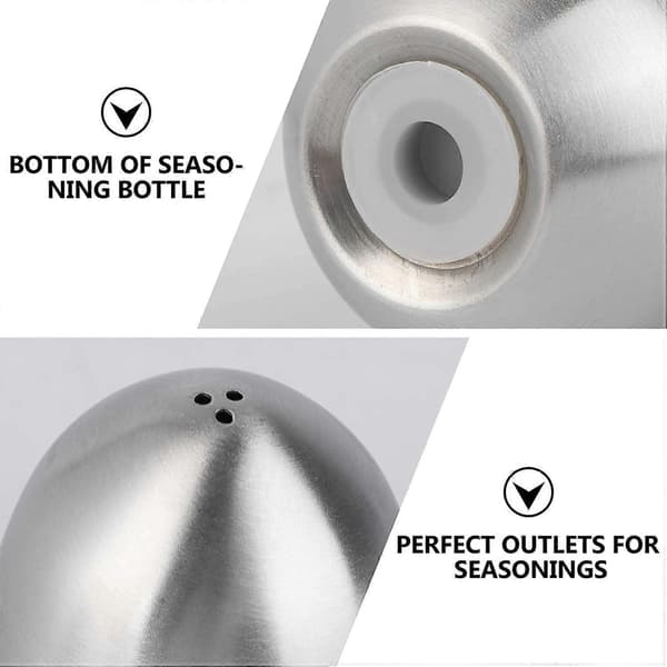 Sett med 2 krydderkrukker i rustfritt stål BBQ Pepper Shaker Eggformet Salt Shaker (1 hull og 3 hull) (LGL)