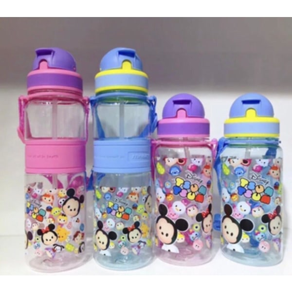 350/500 ml Kids tegneserie drikkevannsflaske Halmkopp med skulderstropp Tsum Tsum 500ml(Blue) OneSize