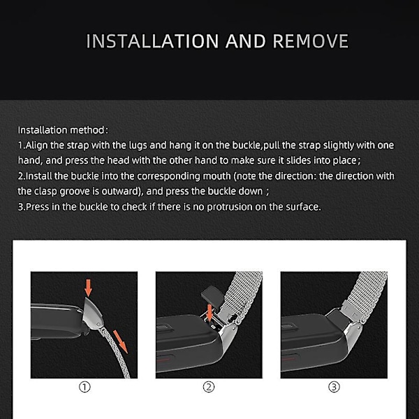 Rustfritt stål klokkebånd for Huawei Band 6 / Honor Band 6 [GGL] Black