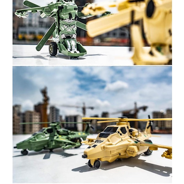 Drenge Transformer Legetøj Tank Vehicle Transformers Kids Robot Børns fødselsdagsgave Desert yellow Helicopter