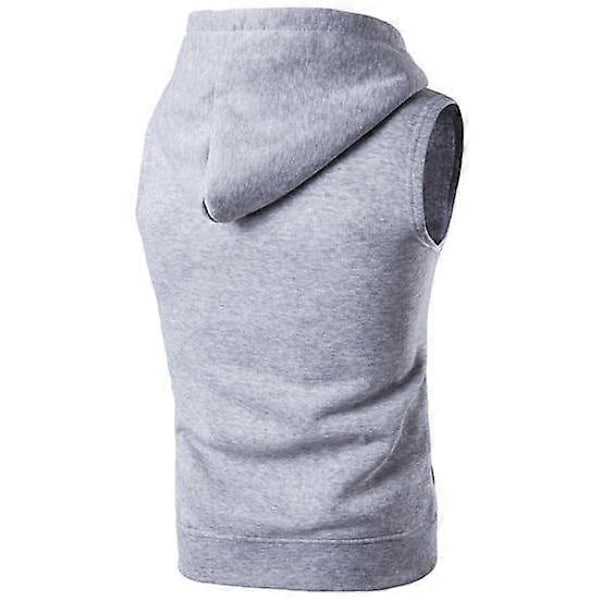 Herr Sommarväst Jacka Med Huva Dragsko Ärmlös Dragkedja Ficka Väst Kappa Enfärgad Fickor Dragkedja Midjecoat LGL black L