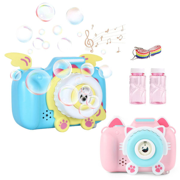 Tegneserieboblekameralegetøj med bobleløsning til småbørn Boblemaskinelegetøj med lys, musik[GL] Pink Cat