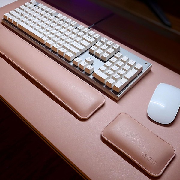 Dubbelsidig PU Läder Mus Handledskudde Tangentbord Handledsstöd Bricka Musmatta LGL Pink and blue