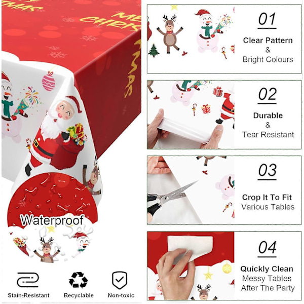 Rektangulær plastduk for julebord, vinterfest, 130 x 274 cm (LGL)