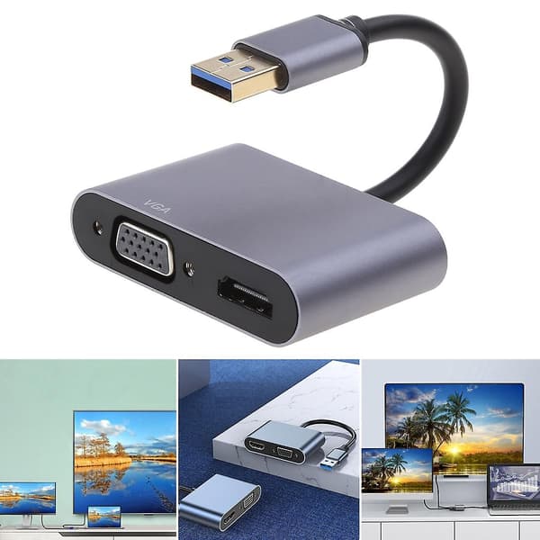 USB til HDMI Adapter USB 3.0 til HDMI VGA 1080P Videografikkabel Conve (LGL)