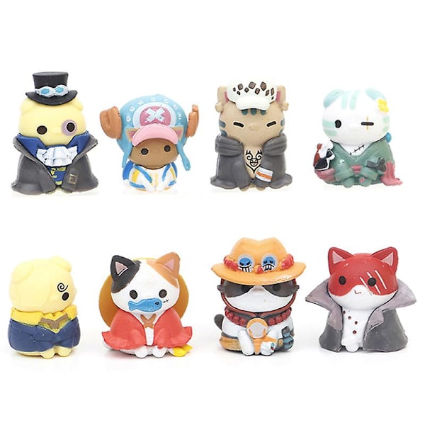 8pcs/set Anime Cat One Pieces 3.5cm Doll Cosplay Luffy Chopper Room Decoration