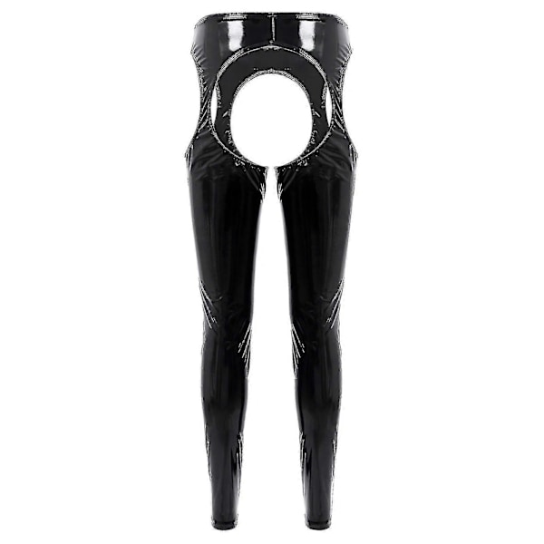 Sexiga grenlösa byxor med öppen rumpa, exotiska byxor, dam, hög midja, wetlook PU-läder, utskurna leggings, poledance, nattklubbskläder LGL 4XL Red