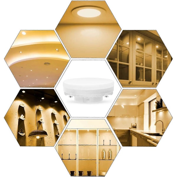 4-pack GX53 LED-lampa 7W 3000K, Varmvit, Ej dimbar, Flimmerfri, Ersätter 50W Halogen GX5.3 eller CFL 9W (LGL)