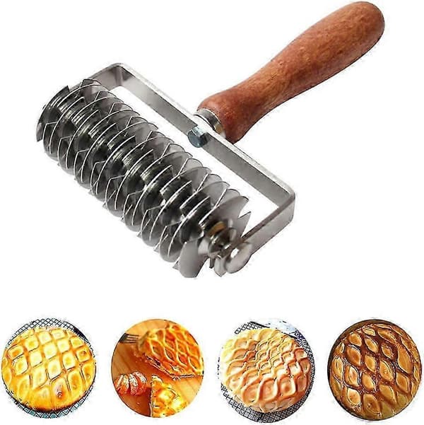 Deigrullekutter i rustfritt stål med trehåndtak for baking (LGL)