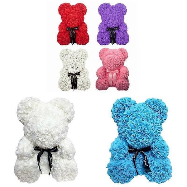 25 cm Skum Rose Bjørn Romantisk Blomsterbjørn til Valentinsdag Fødselsdag Bryllupsdage LGL Blue