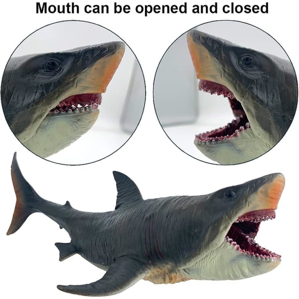 Megalodon hajleksaker - Perfekta presenter till barn - 27 cm lång - Rörlig käke - Realistiska hajfigurer - Födelsedagspresent till pojkar och flickor [GL]