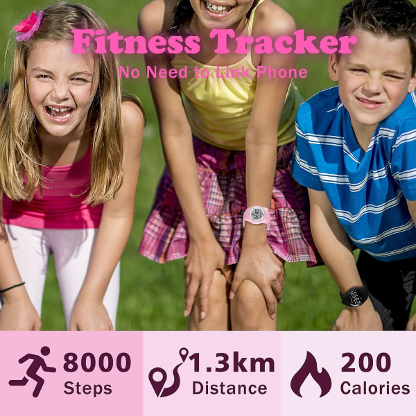 Barn Digital Klocka Barn Vattentät Sportklockor Fitness Tracker Med Stegräknare [LGL] Pink