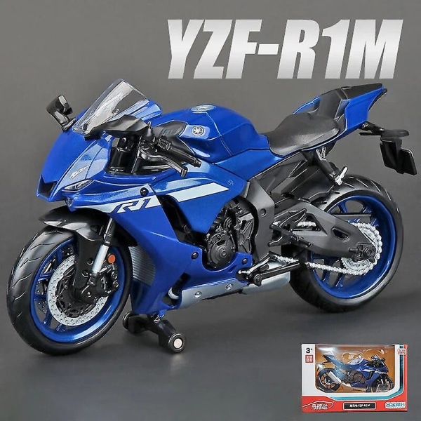 1:12 Yamaha Yzf-r1m 60-års jubilæum Motorcykel Model Legetøj Køretøj Collection Autocykel Shork-absorber Off Road Autocykel Legetøj Bil[GL] Blue with box