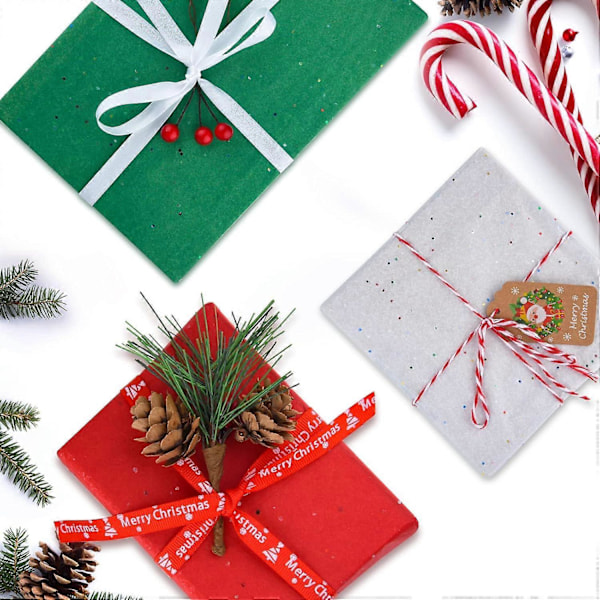 Glitter silkespapper för förpackning, 50x66 cm, grönt och rött silkespapper för julklappsinslagning, bukettförpackning, pysselpapper, 20 ark (LGL)