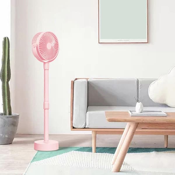 Bærbar Sokkelventilator - Sammenklappelig Stående Ventilator (LGL) Pink