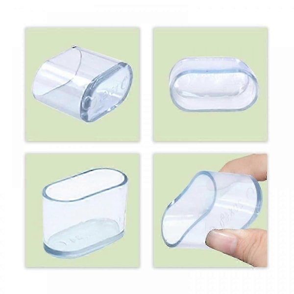 16 st Ovala Stolsbensskydd Flexibla PVC Stolsbensgolvskydd Transparenta Möbelbensskydd (LGL)