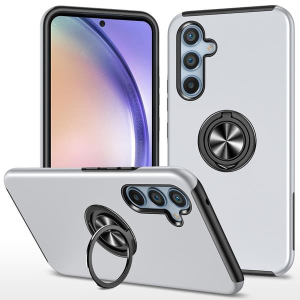 Samsung Galaxy A55 Hybriddeksel med Fingerring - Sølv
