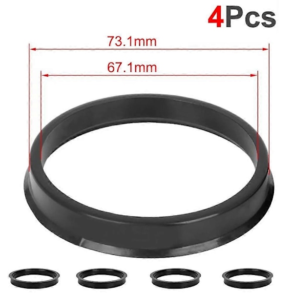 AUTCOAT 4 st/set Automotive Bil Plast Hjulnav Centreringsringar Center Hubringar Borrning 73.1-57.1 66.6-57.1 LGL 73.1-67.1