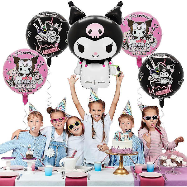 5 stk. aluminiumsfolieballoner til Kuromi - søde anime Kuromi-festdekorationer