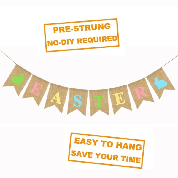 Glad Påsk Banner Påsk Säckvävsbanner Påskhare Vimpel (LGL)