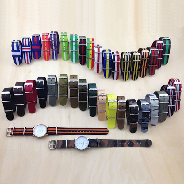 Udskiftnings nylon urrem - 24 mm (LGL) Flerfärgad MultiColor