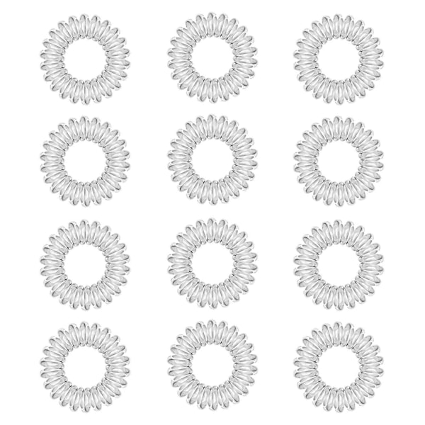 Spiralhårstrikker, 12 stk. klare plastikkhårstrikker, spiralhestehaleholder, telefonledningsstrikker sett for kvinner jenter hårtilbehør (LGL)