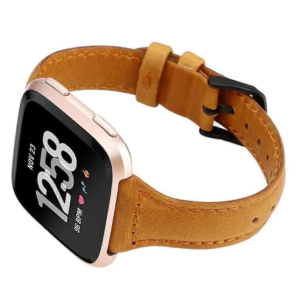 Til Fitbit Versa Crazy Horse Tekstur Læder Urrem (Lysebrun) (LGL)