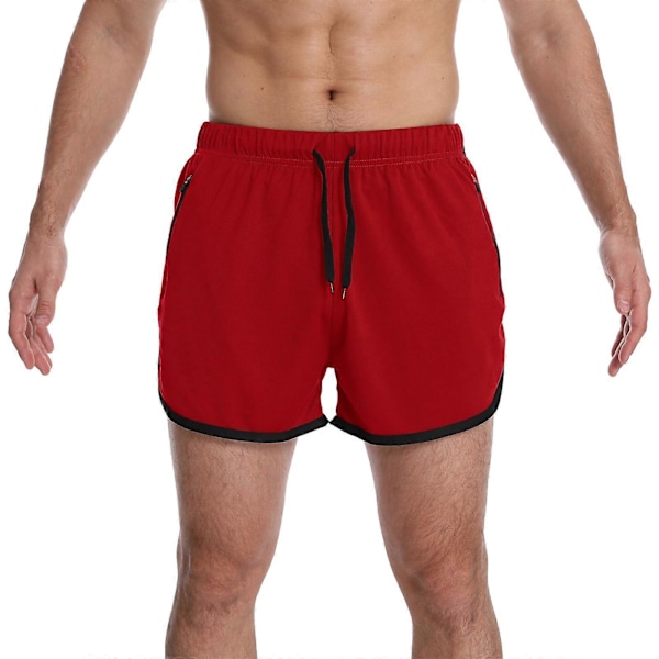 Sports Shorts Løbe Træningsshorts Åndbare Træningsshorts Gymnastikshorts med Lommer til Mænd - LGL Red M