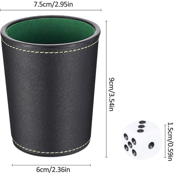 Læder Terning Bæger Sæt, Læderette Terning Bæger Shaker Med 10 Prik Terninger Til At Spille Spil Fest Legetøj Gaver2stk) Zekai