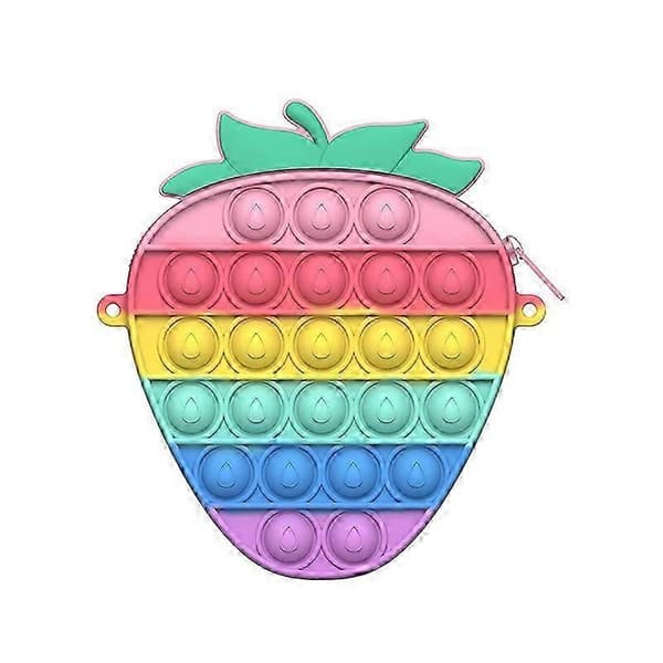 Push Pop Bubble Fidget Sensorisk Leke Messenger Bag Stil Stress Relief (LGL) Strawberry Macaron