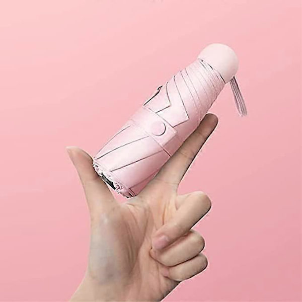 Mini Rejseparaply med 8 Ribber Lille Bærbar Solskærm UV Vindtæt - Pink (LGL)