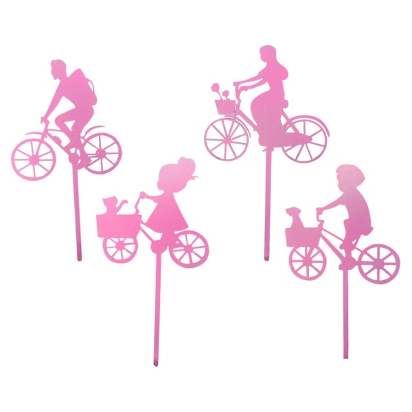 4 stk. Cykel Silhouette Statue Havetilbehør til Dukkehus Altan Gul (LGL)