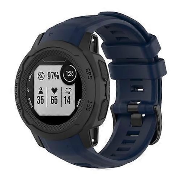 Solid farget silikon sportsklokkeband for Garmin Instinct 2S (LGL) Navy Blue