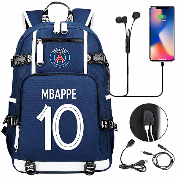 Mbappe No.10 Patterned Printed Backpack, Student Backpack, Large Capacity Travel Bag, Computer Bag Style 7 [L]