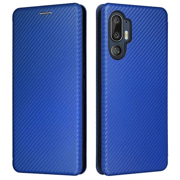 Til HTC U24 Pro 5G Etui Stativ Kortholder Læder Telefon Cover Kulfiber Tekstur LGL Multicolor Style D