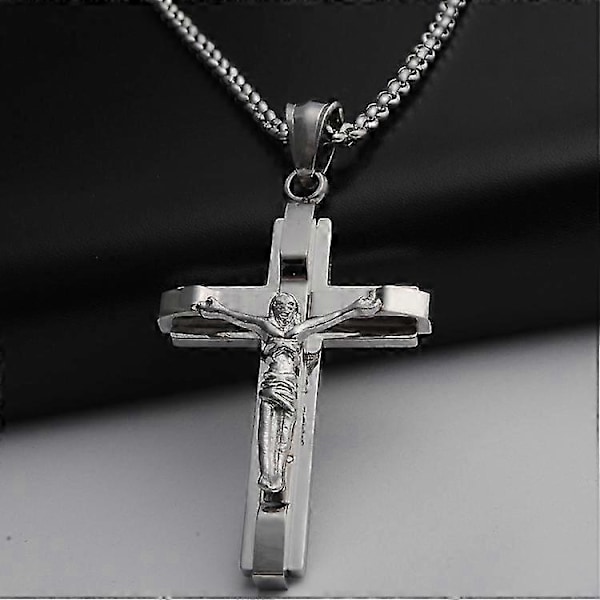 Kors Rustfrit Stål Jesus Titanium Herre Vedhæng Halskæde Tilbehør LGL