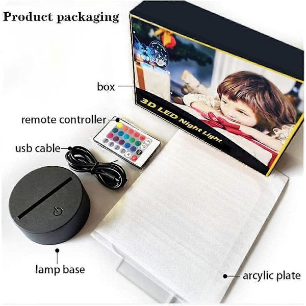 Kimi Ni Todoke Sawako Kuronuma Figur 3D Nattlampa, Akrylpanel Abs-bas USB-kabel Illusionseffekt Flerfärgad Fjärrkontrolllampa Present (LGL)