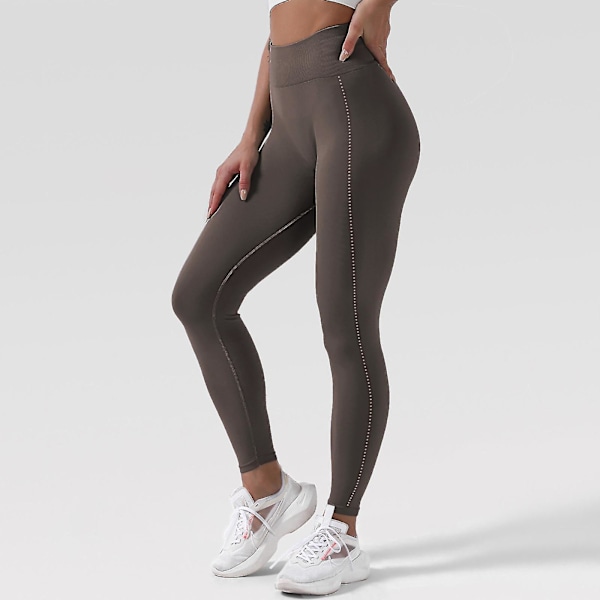 Hurtigtørkende yogaklær for kvinner, treningstights, yogabukser LGL Dark brown S