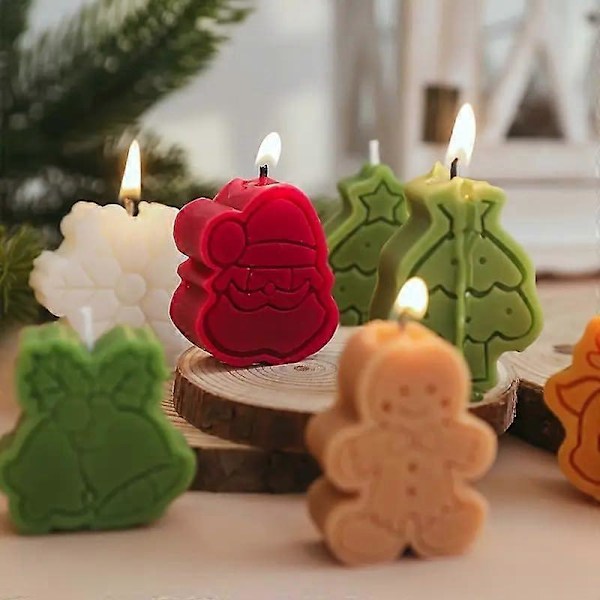 Julgransljus (Förpackning med 4) - Idealiska julklappar med festliga motiv av snögubbar, julgranar, älgar och jultomtar, aromaterapiljus (LGL)