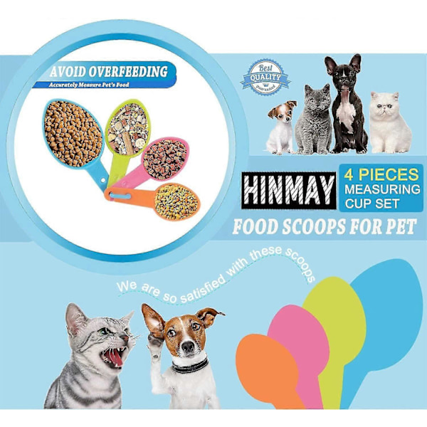 Måleskeer til kæledyrsfoder, plastik målebægre sæt til hunde, katte og fuglefoder (tilfældig farve) (LGL)
