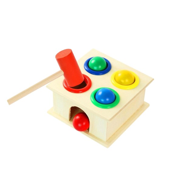 Pædagogisk legetøj Hammerbold af træ med hammerkasse Farve kognit legetøj 241963[GL] A