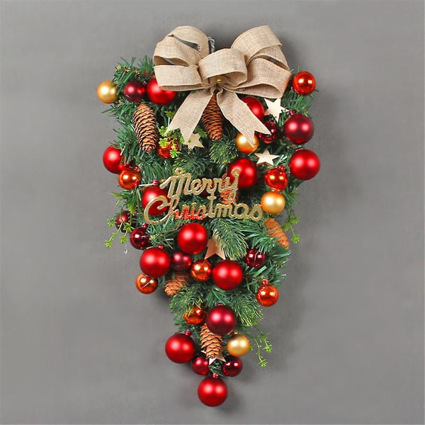 Julkrans dekorativ hängande prydnad Jul konstgjord kransdekoration för ytterdörr, vägg, öppen spis