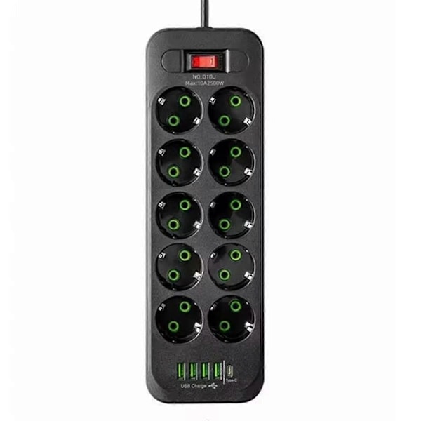 EU-kontakt Grenuttag Multitapp Elektrisk Uttag med 4 USB-portar Snabbladdning Multiprise Nät (LGL)