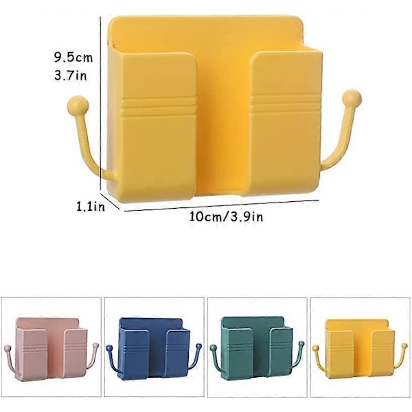 Media Organizer Box, 4 kpl ABS Seinään Kiinnitettävä Kaukosäätimen Pidike Seinään Kiinnitettävä Säilytyslaatikko (10x3x9.5cm, 4 väriä) (LGL)