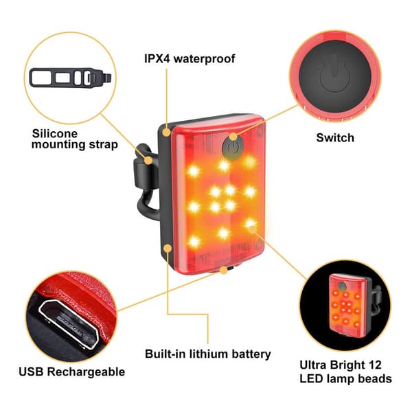 Ultra Lyssterk, USB Oppladbar, 4 Moduser, Hjelmsikkerhet (LGL)