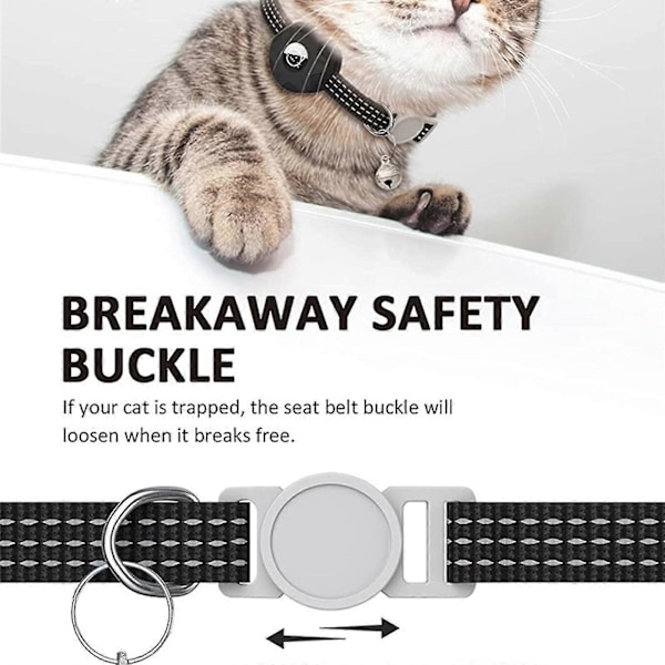Airtag Kattehalsbånd, Killingerhalsbånd med Sikkerhedsspænde Airtag Katte GPS Halsbånd Med Airtag Holder Og Klokke Til Pige Drenge Katte Hvalpe LGL pink 1pcs