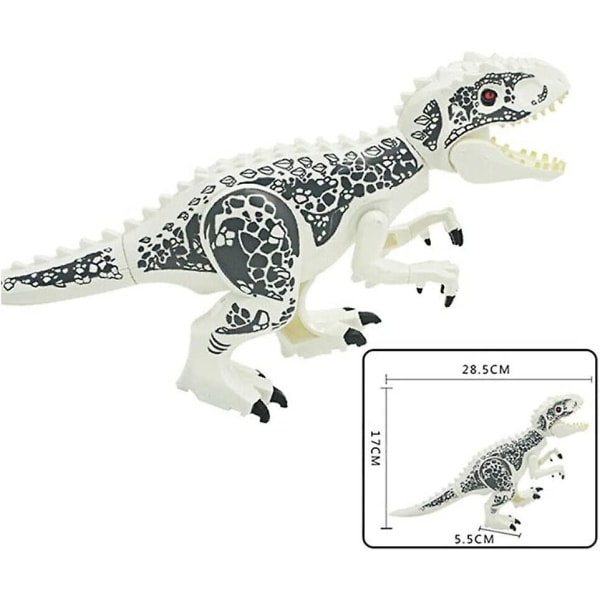 Dinosaur Byggekloss Leker,tyrannosaurus Dinosaur Modular Construction Toy Jurassic Toy T-rex Raptor Figur Gave Til Barn Alder 3-12 år[GL] White