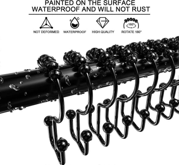 12-pack Duschdraperikrokar, Rostfria Metall Dubbelglidande Duschdraperiringar för Badrumsduschdraperier (LGL)