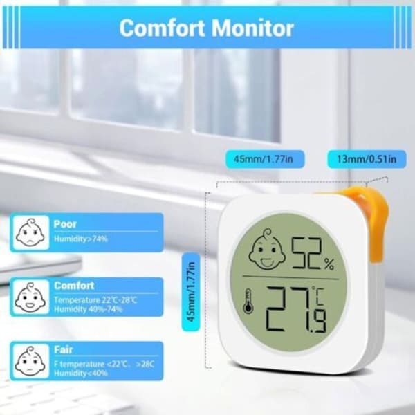 Set med 4 inomhustermometrar - Mini Digital LCD - Hygrometer - För vardagsrum, sovrum, kontor, barnrum, etc. (LGL)